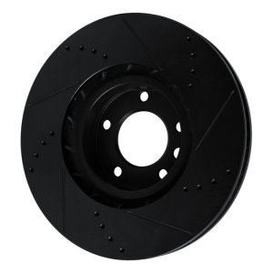 Porsche Cayenne Brake Rotor (1) - Right Front - R1 Concepts - Drilled & Slotted - Black - `11-`18